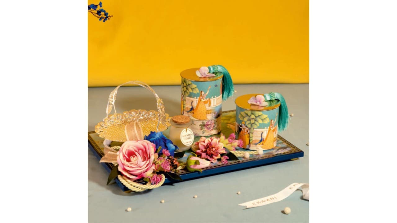 Bagh Courtly Candle Hamper — Enamelled tin & wax