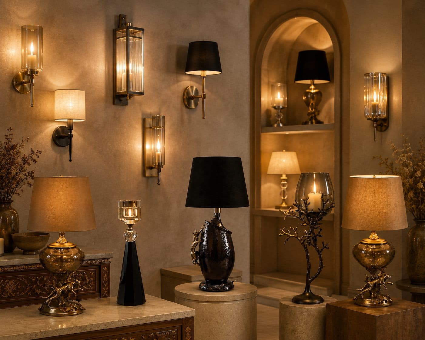 Lighting — Brass, bronze & crystal