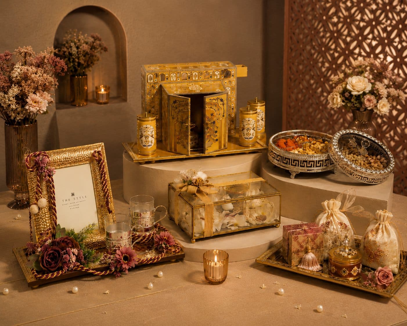 Wedding — Gilded board, glass & silver