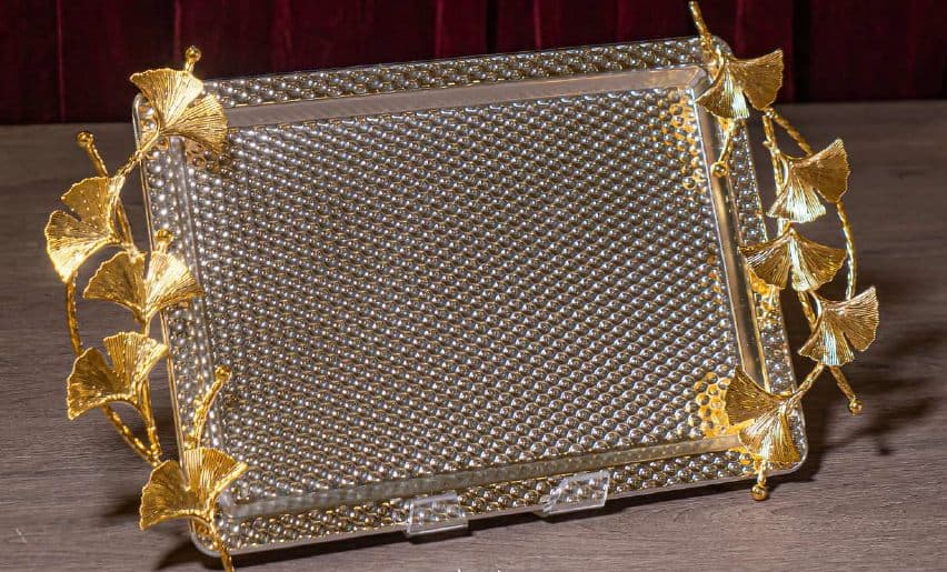 Ginkgo Gilt Serving Tray — Silver & gilt brass