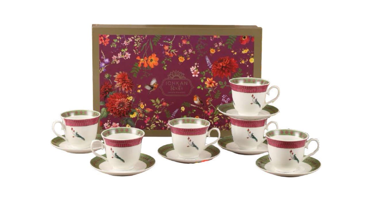 Ichkan Peacock Tea-Cup Set — Fine bone china