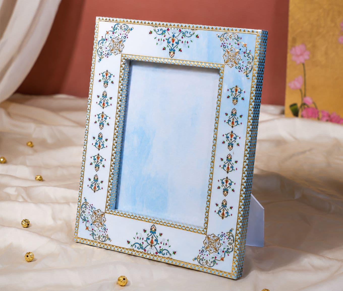 Meenakari Ivory Photo Frame — Meenakari enamel