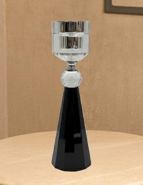 Noir Crystal Candle Stand — Crystal & black onyx