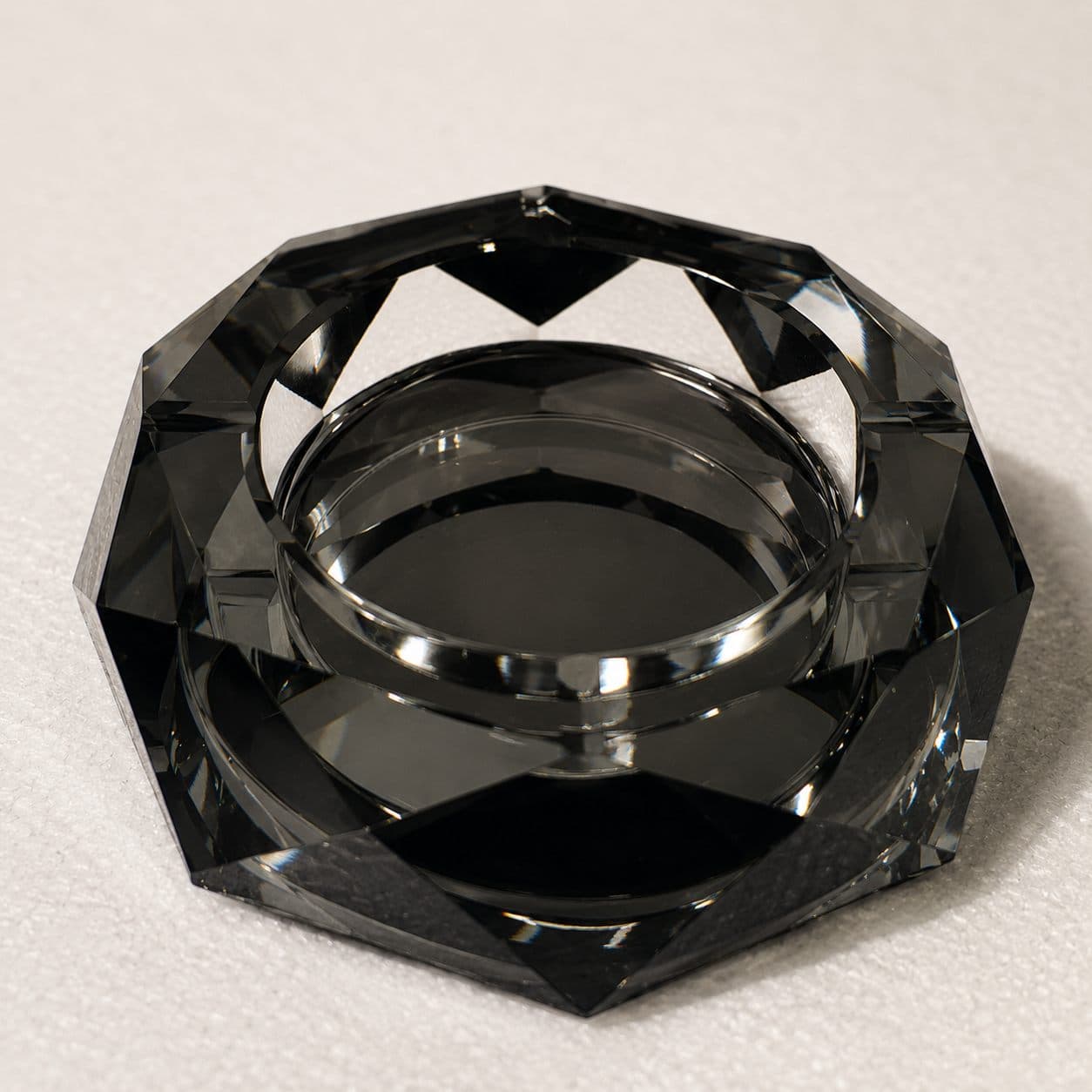 Onyx Faceted Crystal Bowl — Smoked crystal