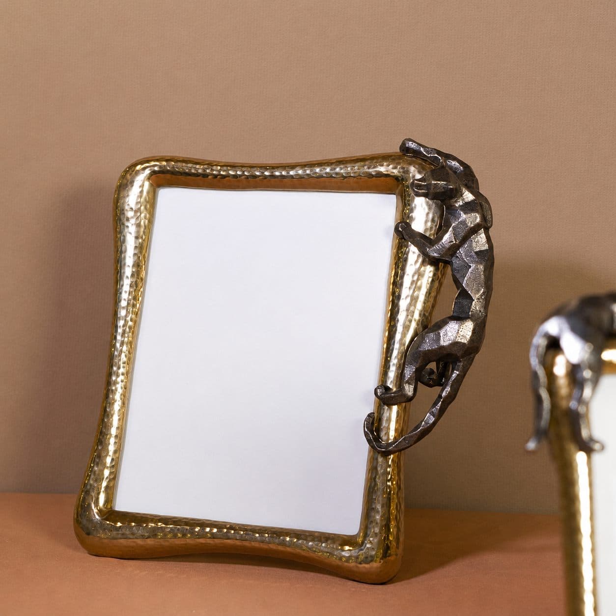 Panther Hammered Photo Frame — Hammered brass