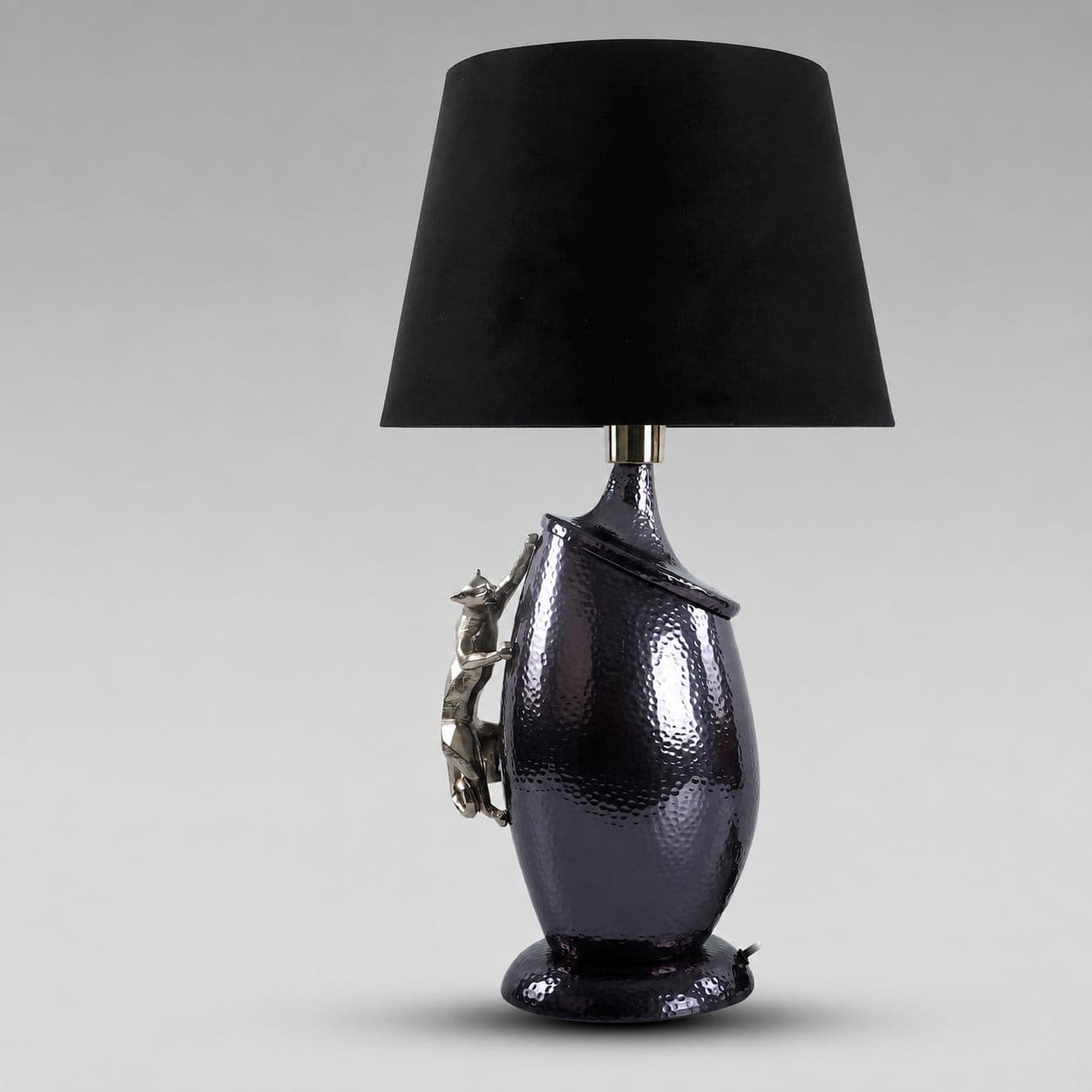 Panther Hammered Table Lamp — Hammered metal & velvet