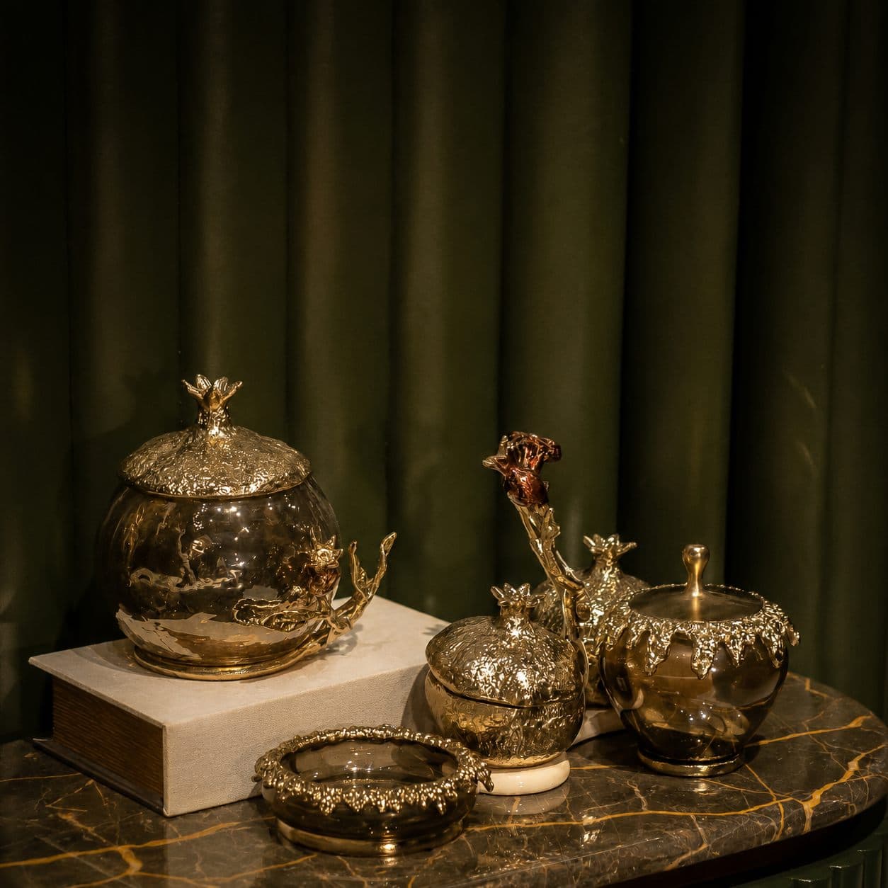 Anaar Gilded Jar Trio — Gilded glass