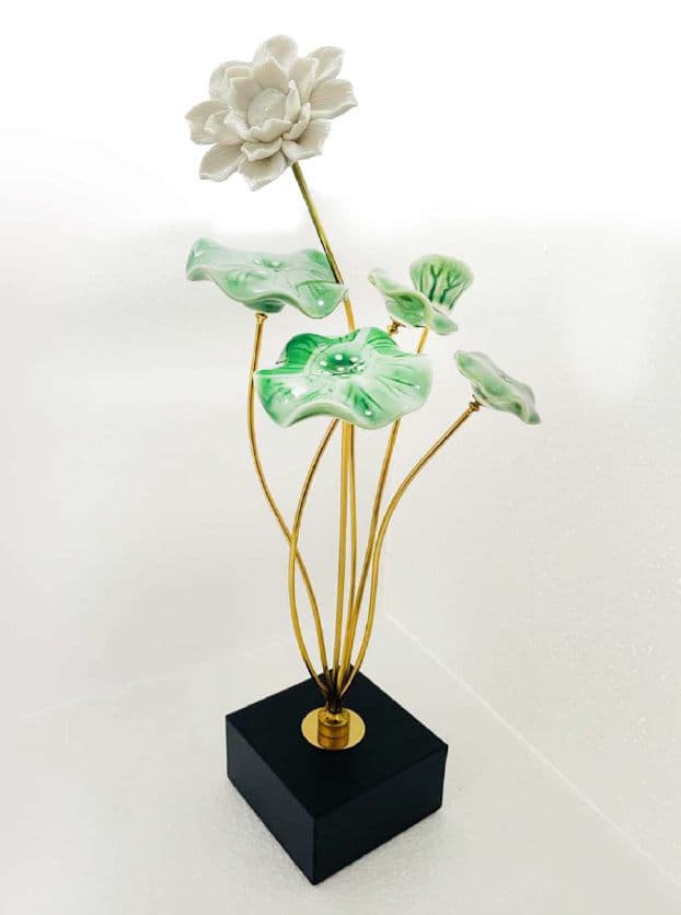 Kamal Porcelain Lotus Stem — Porcelain & brass