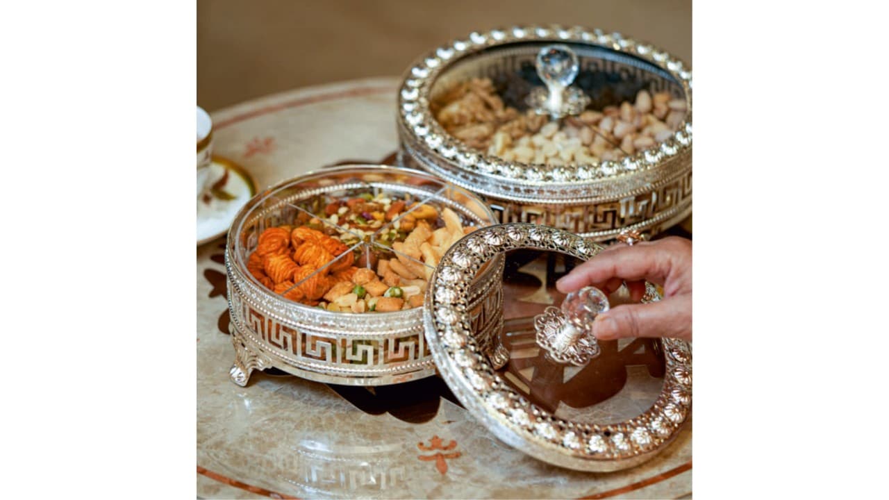 Meena Silver Partition Domes — Silver-plated brass & glass